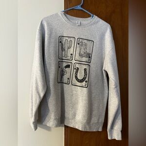 Gray Graphic Western Crewneck sweatshirt